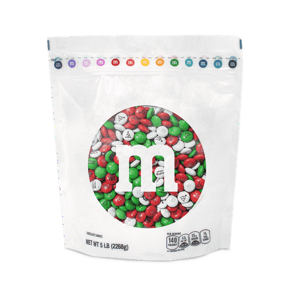 M&M'S Christmas Milk Chocolate Candy, 5lb Resealable Bulk Bag