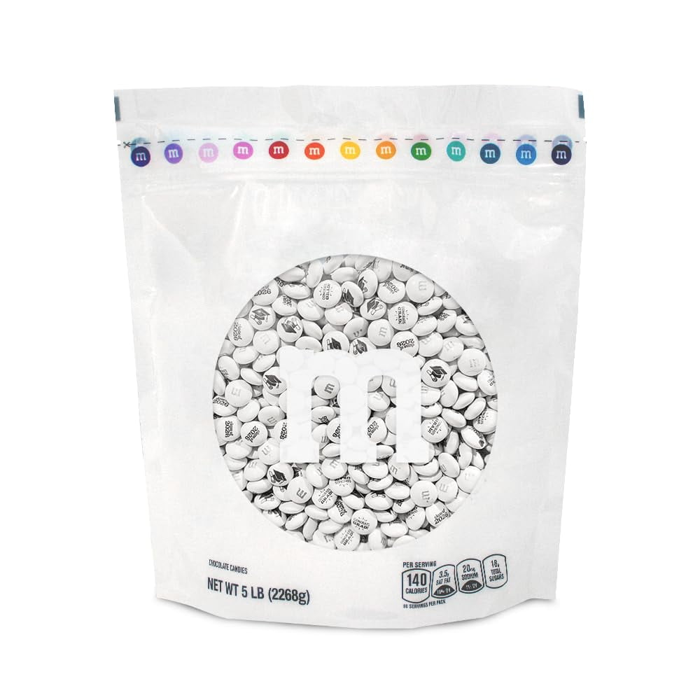 M&M,S Class Of 2026 Milk Chocolate Candies, 5 Pounds Of White Bulk