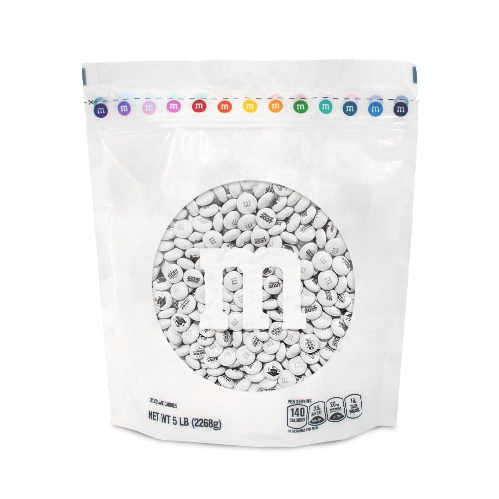 M&M,S Class Of 2027 Milk Chocolate Candies, 5 Pounds Of White Bulk