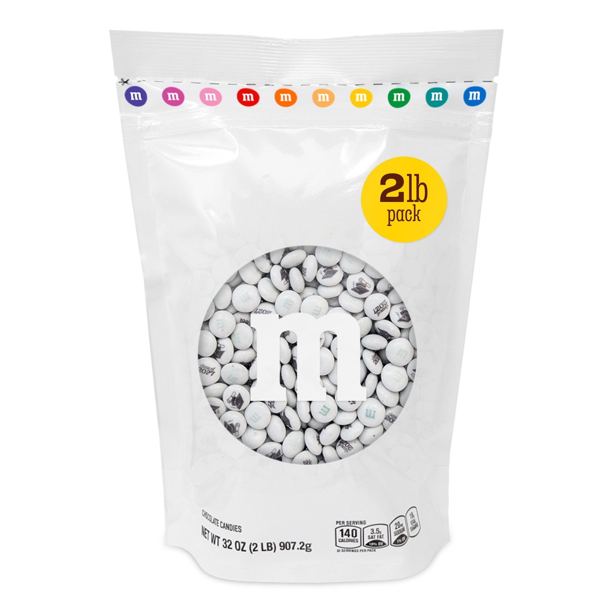 M&M'S Class of 2027 Graduation Milk Chocolate Candy, 2lb Resealable Bulk Bag