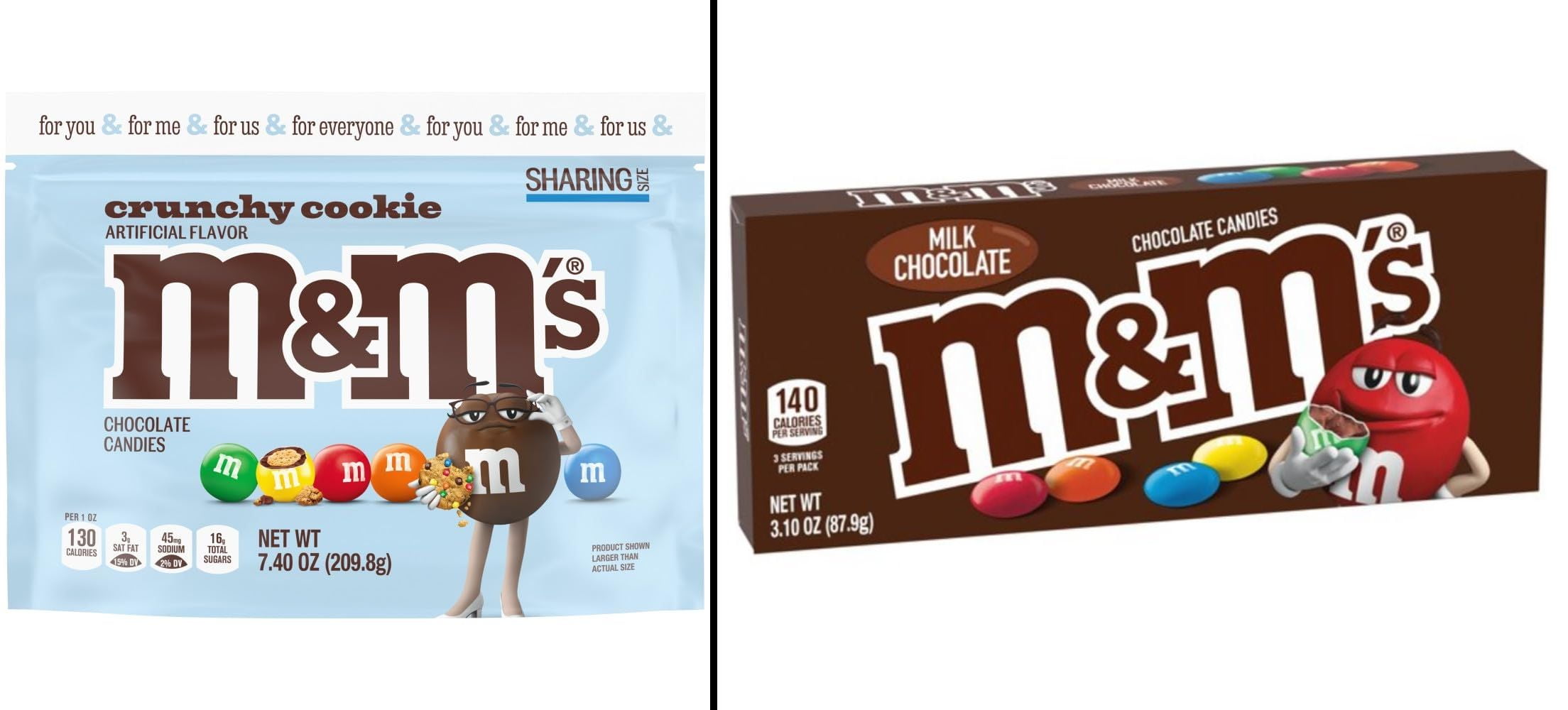 M&M'S Crunchy Cookie Milk Chocolate 7.4 oz & M&M's Milk Chocolate Candy Theater Box 3.1 oz