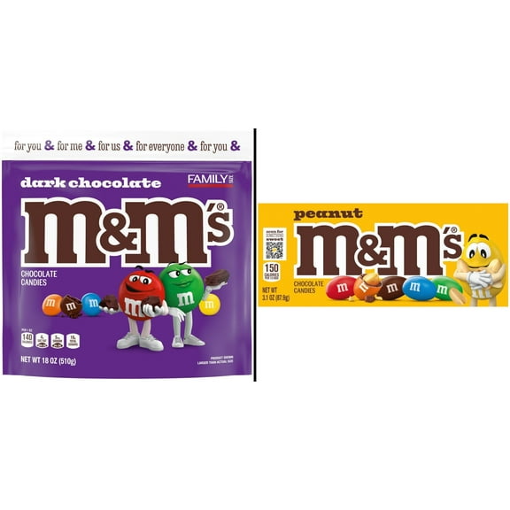 M&M'S Dark Chocolate Candy & M&M'S Peanut Milk Chocolate Candy Theater Box