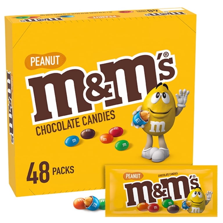 M&M'S Full Size Peanut Milk Chocolate Candy Bulk Pack, 1.74 oz, 48