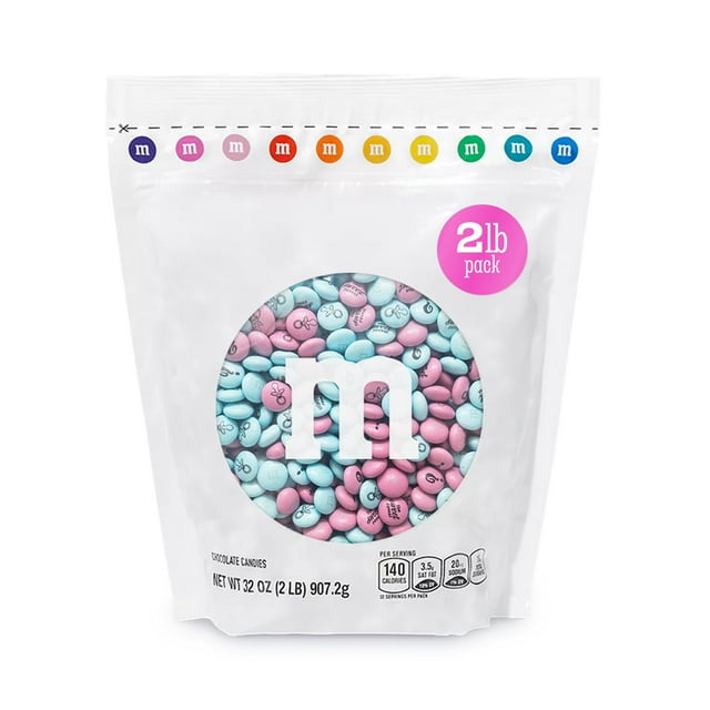 M&M'S Gender Reveal Milk Chocolate Candy, Baby Shower or Reveal Party Candy, 2lb Resealable Bulk Bag