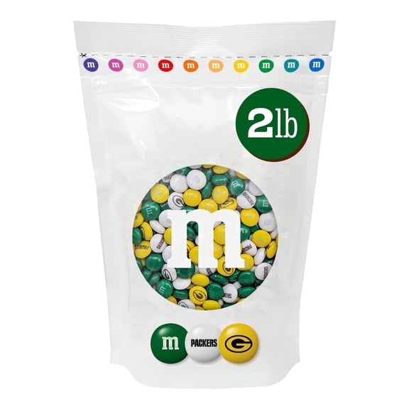 M&M'S Green Bay Packers NFL Milk Chocolate Candies, 2 lb Bulk Bag with Team Colors and Logos