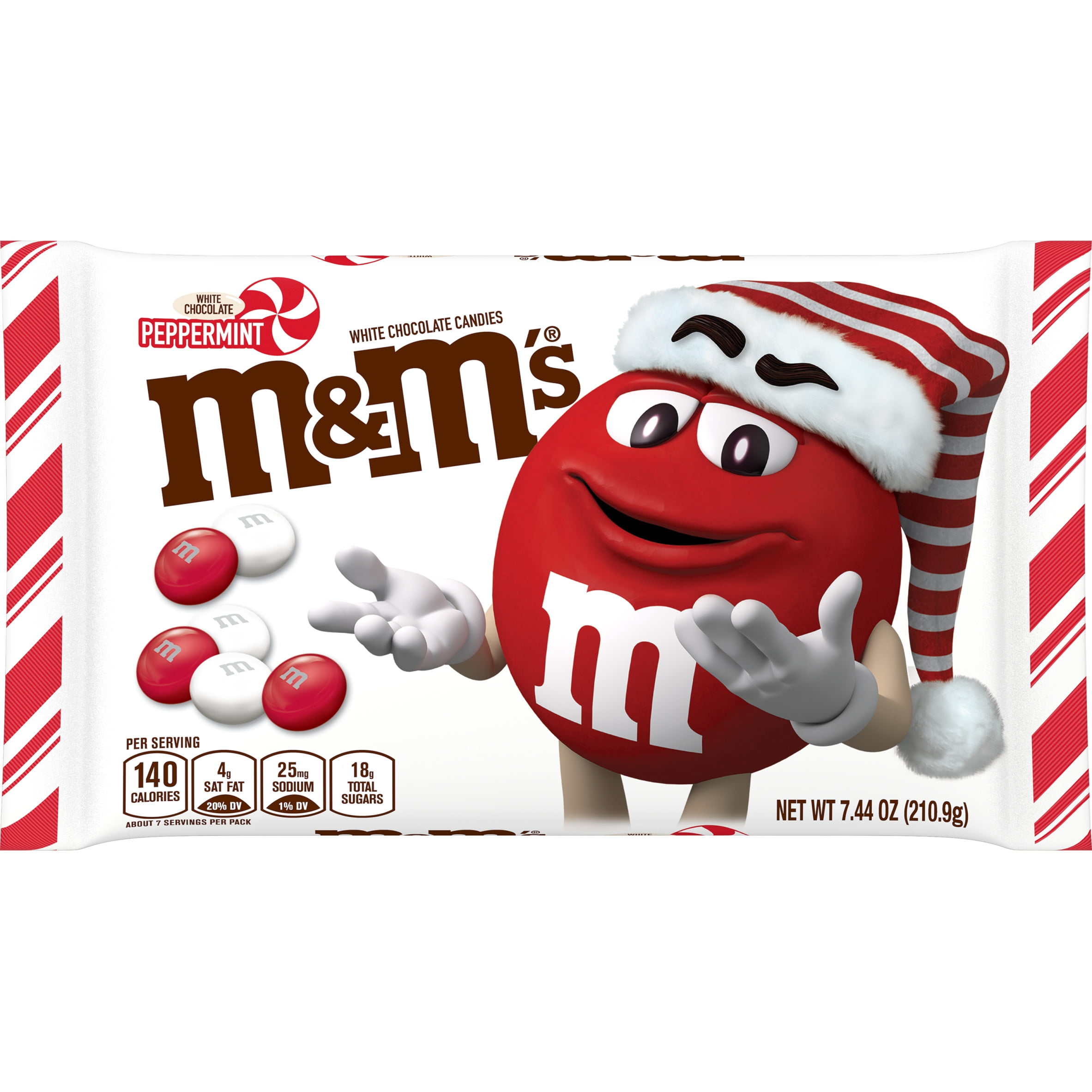 Mu0026M'S Holiday White Peppermint Chocolate 7.44 oz - Walmart.com
