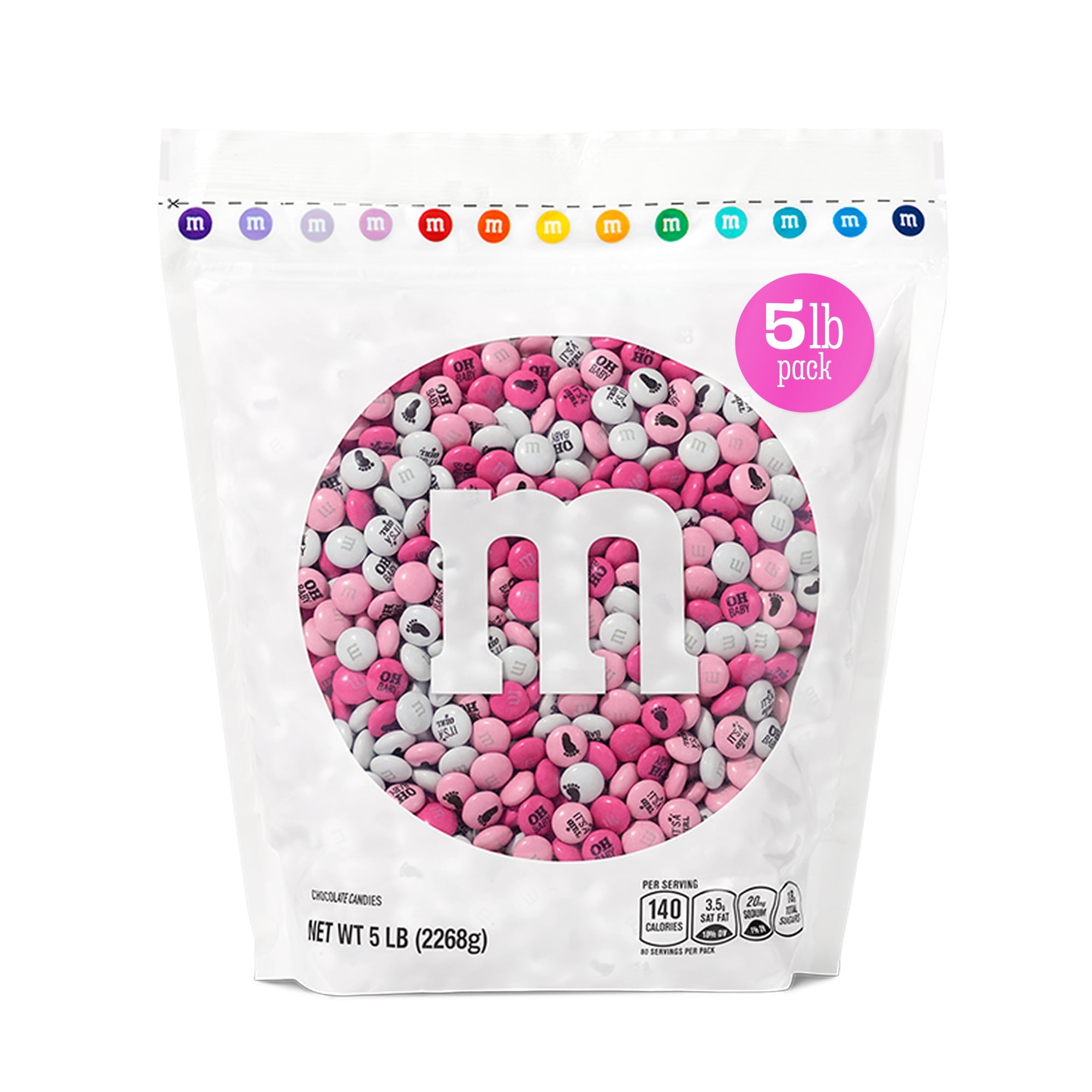 M&M'S It's A Girl Milk Chocolate Candy, Baby Shower or Gender Reveal Candy, 5lb Resealable Bulk Bag
