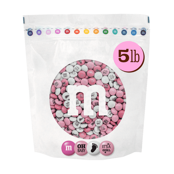 M&M'S It's A Girl Milk Chocolate Candy, Baby Shower or Gender Reveal Candy, 5lb Resealable Bulk Bag