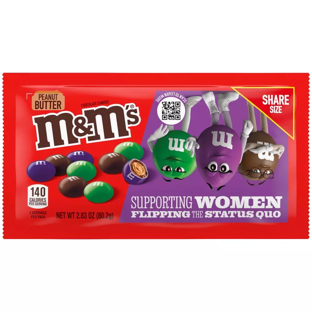 M&M's Chocolate Candy, Peanut Butter, Full Size 1.63 oz, 24-count