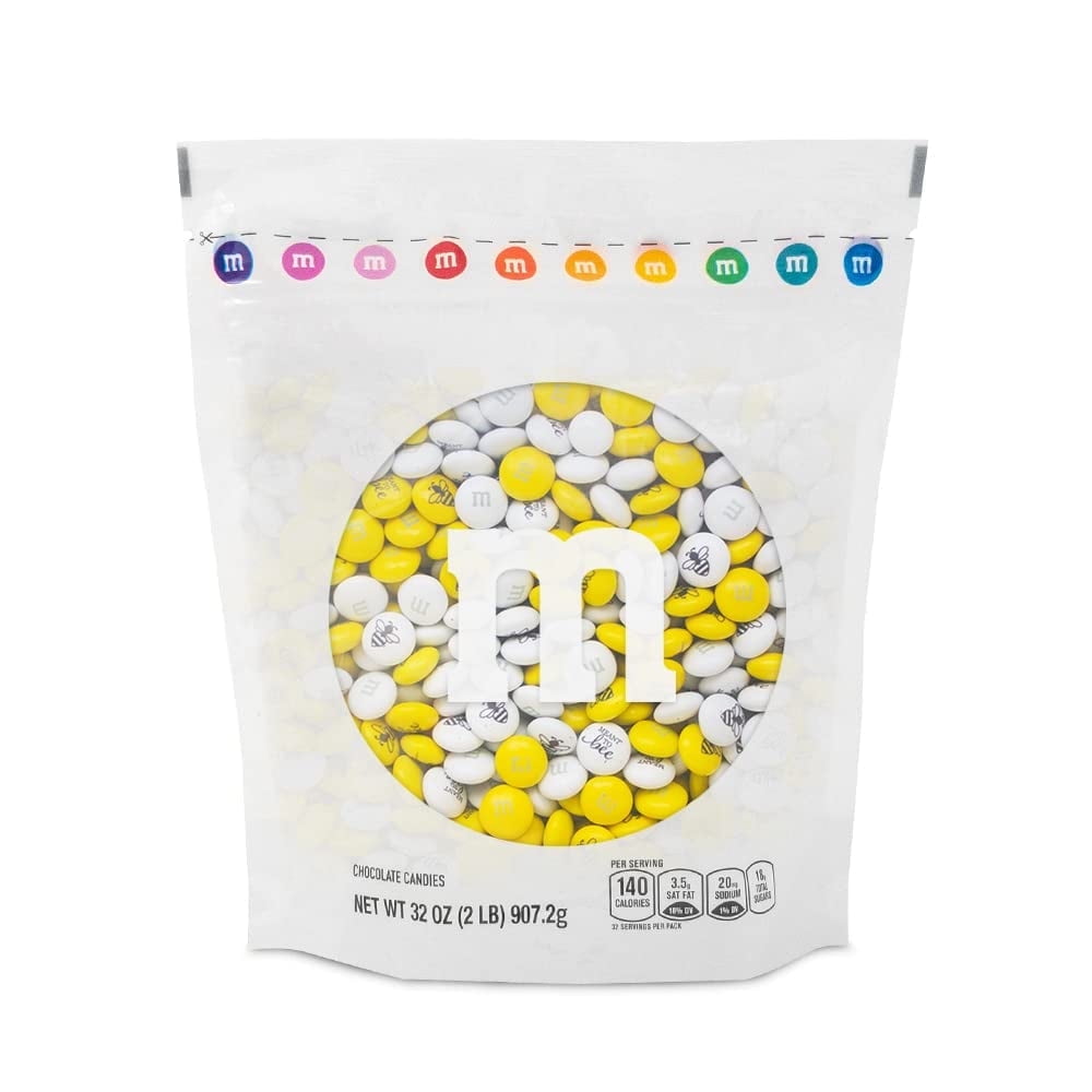 M&M'S Meant to Bee Engagement Party or Bridal Shower Milk Chocolate Candy, 2lb Resealable Bulk Bag