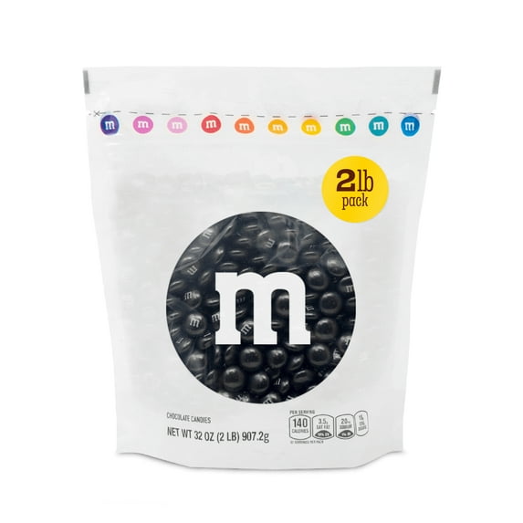 M&M'S World Black Milk Chocolate Candy 2lb Bag for Celebrations and Party Favors