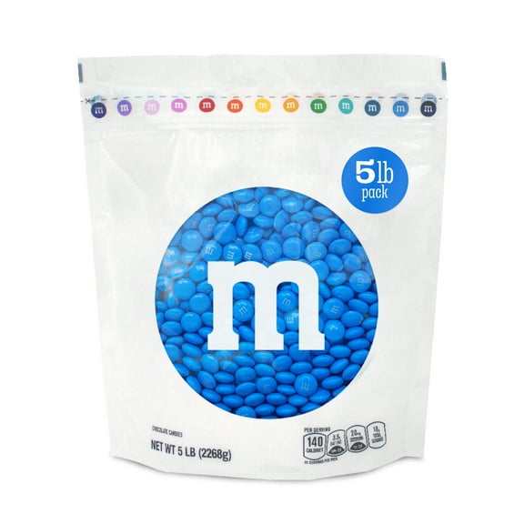 M&M'S World Blue Milk Chocolate Candy 5lb Bag for Celebrations and Party Favors