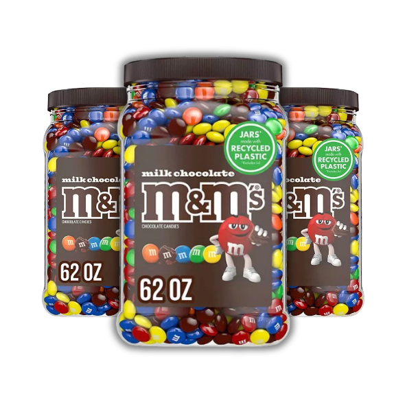 M&M’S Milk Chocolate Candy, 62 oz Jar – Pack of 3