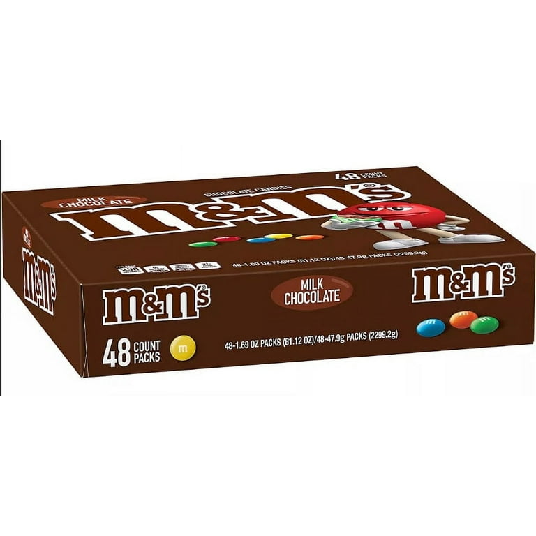 M&M'S Milk Chocolate Candy, Full Size Packs, 48 ct 1.69 oz, Bulk