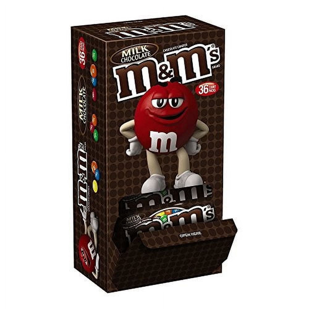 M&M'S Milk Chocolate Candy Singles Size 1.69-Ounce Pouch 36-Count Box ...