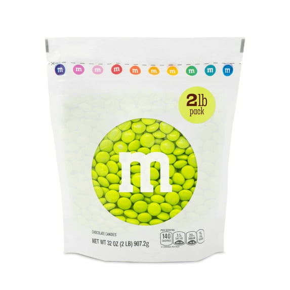 M&M'S World Electric Green Milk Chocolate Candy 2lb Bag for Celebrations and Party Favors