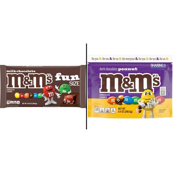 M&M'S Milk Chocolate Fun Size Candy 10.53 oz & M&M'S Peanut Dark Chocolate Candy 9.4 oz
