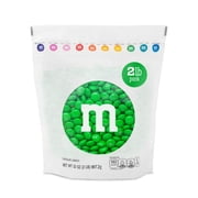M&MS World Green Milk Chocolate Candy 2lb Bag for Celebrations and Party Favors
