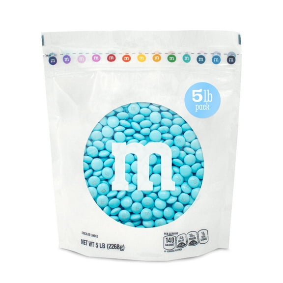 M&M'S World Light Blue Milk Chocolate Candy 5lb Bag for Celebrations and Party Favors