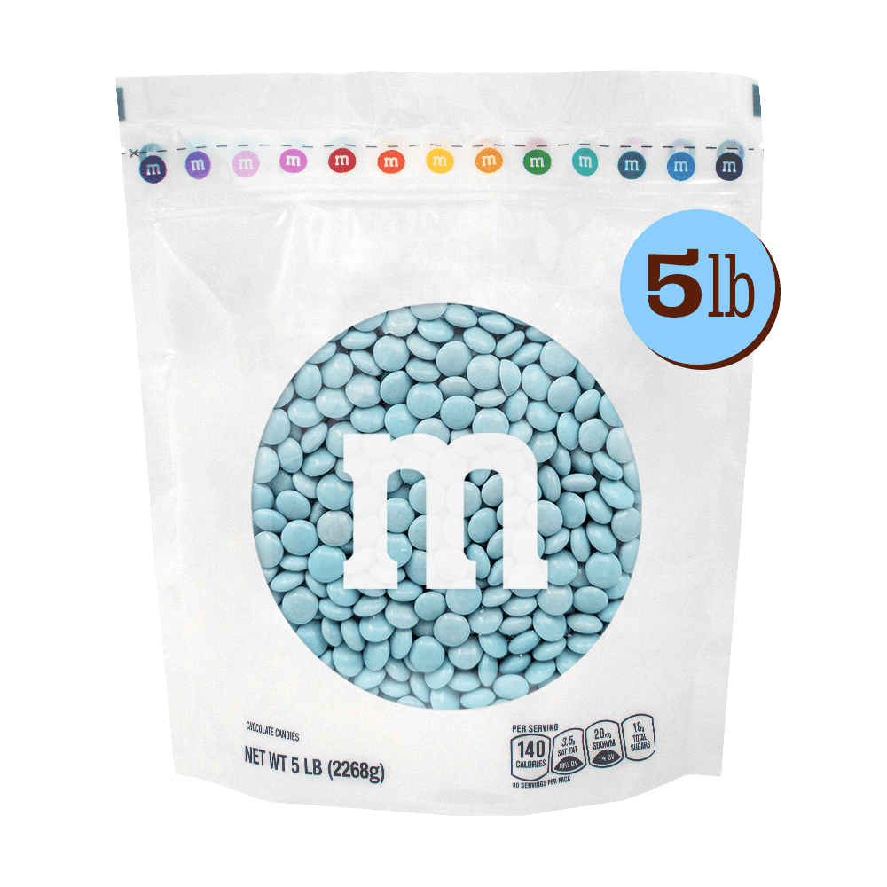 M&M'S World Light Blue Milk Chocolate Candy 5lb Bag for Celebrations and Party Favors