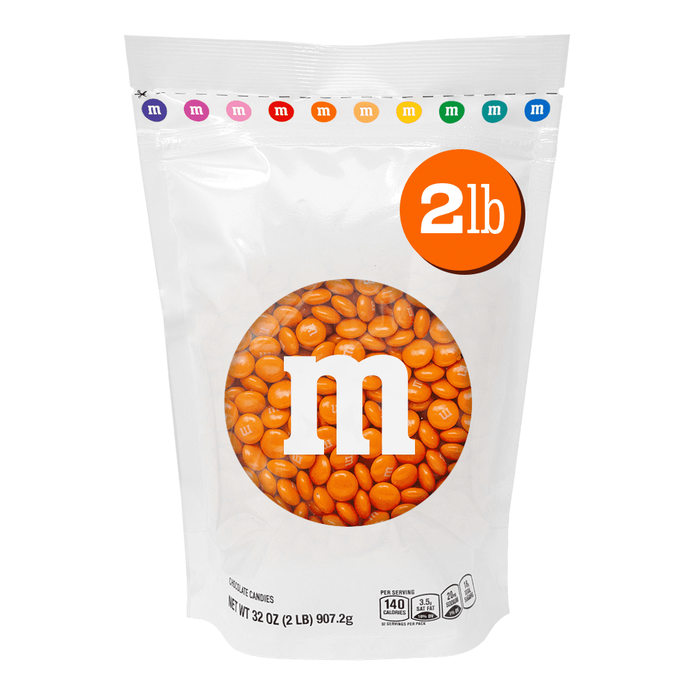 M&M'S WORLD, Orange Milk Chocolate Candy, 2lb Bag, Celebration