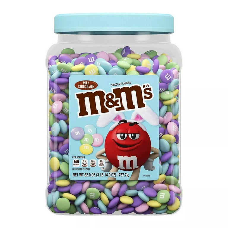 M&M's Milk Chocolate Pastel Easter Candy Jar, 62 oz, Size: 62 Ounce .