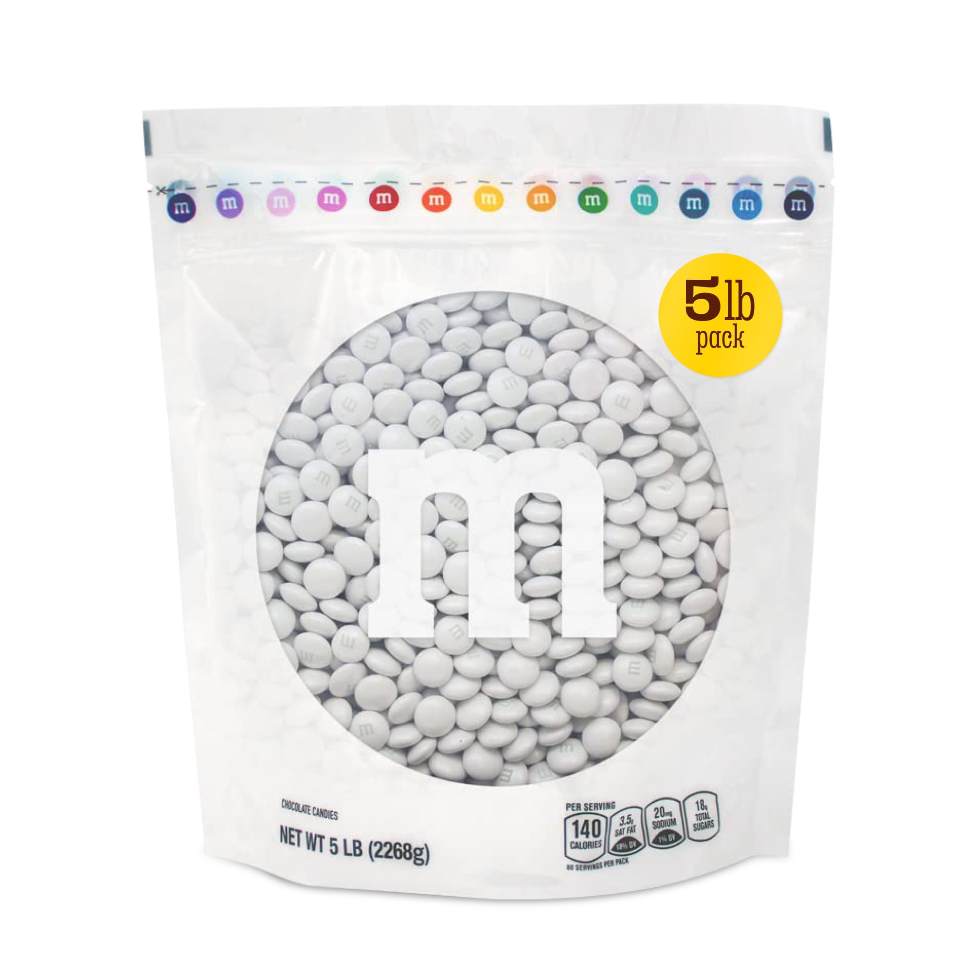 M&M'S World Pearl Milk Chocolate Candy 5lb Bag for Celebrations and Party Favors