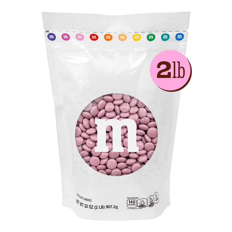 M&M'S World Pink Milk Chocolate Candy, 2lb Bag, Perfect for