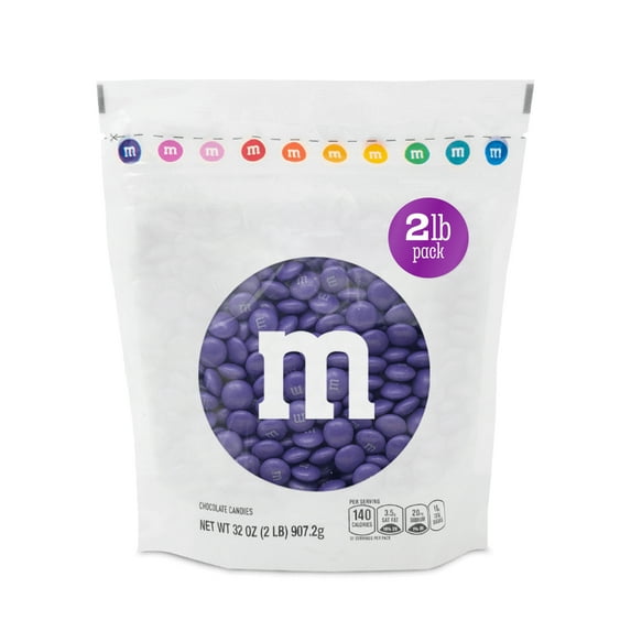 M&M'S World Purple Milk Chocolate Candy 2lb Bag for Celebrations and Party Favors