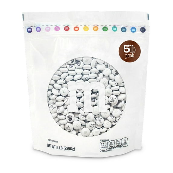 M&M'S Milk Chocolate Wedding-Themed Candy, 5lb Resealable Bulk Bag.