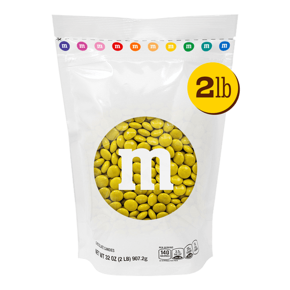 M&M'S World Yellow Milk Chocolate Candy 2lb Bag for Celebrations and Party Favors