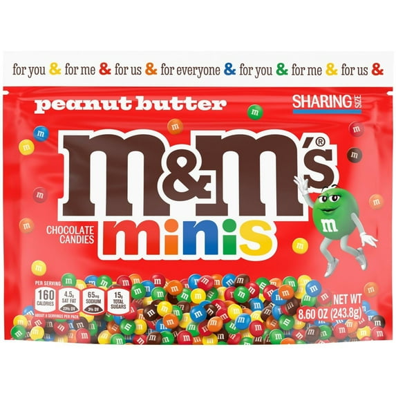 M&M'S Minis Peanut Butter Milk Chocolate Candy, Sharing Size (Pack of 14)