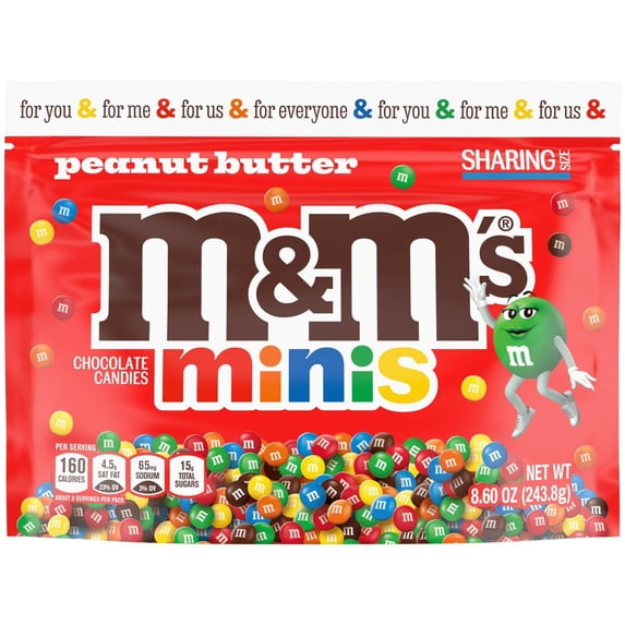 M&M'S Minis Peanut Butter Milk Chocolate Candy, Sharing Size (Pack of 3)