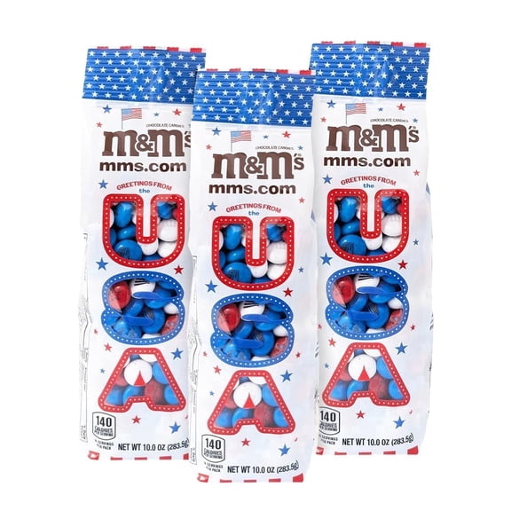 M&M'S USA Patriotic Red, White & Blue Milk Chocolate Candy, 10 oz Bags, 3 Pack