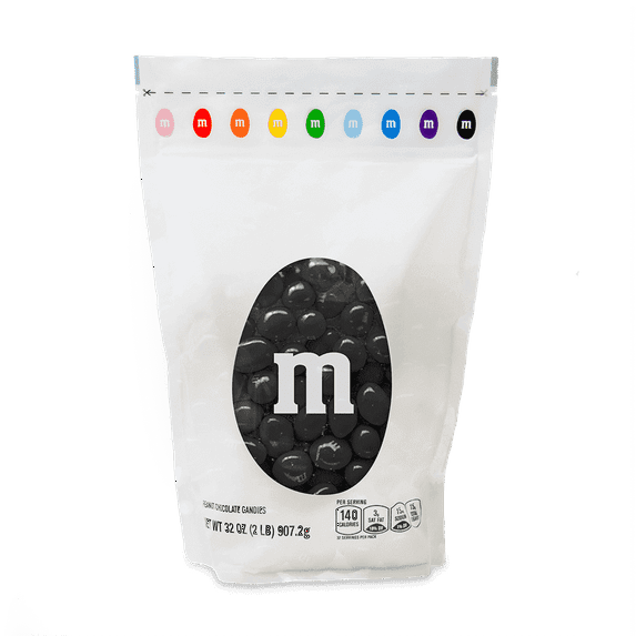 M&M'S Peanut Black Candy, 2lb Resealable Bulk Bag