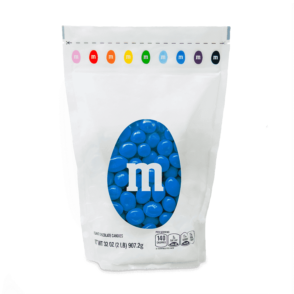 M&M'S Peanut Blue Candy, 2lb Resealable Bulk Bag