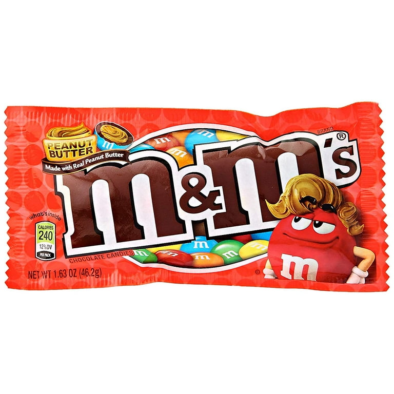 M&M's Peanut Butter Chocolate Candy Singles Size 1.63-Ounce Pouch (Pack of 24)