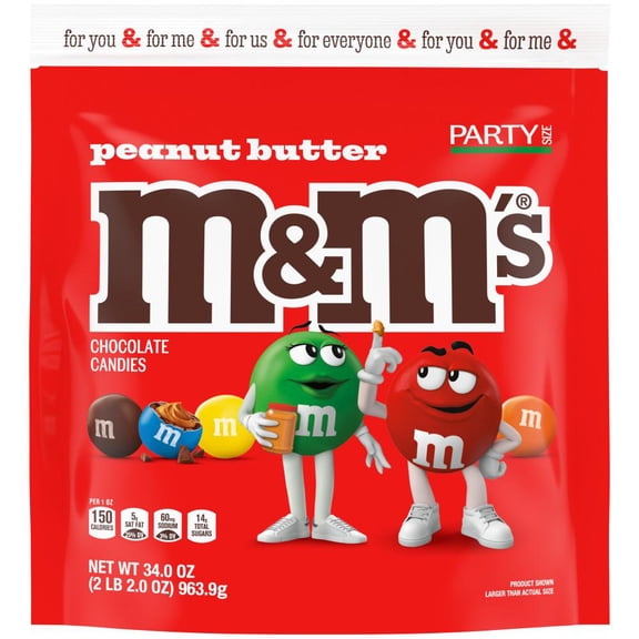 M&M'S Peanut Butter Chocolate Candy - Party Size - 34 oz- Pack of 2