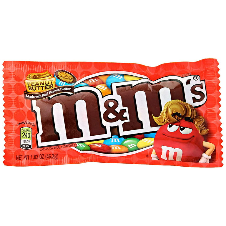 M&M'S Peanut Butter Chocolate Candy Singles Size 1.63-Ounce Pouch (Pack of  4)