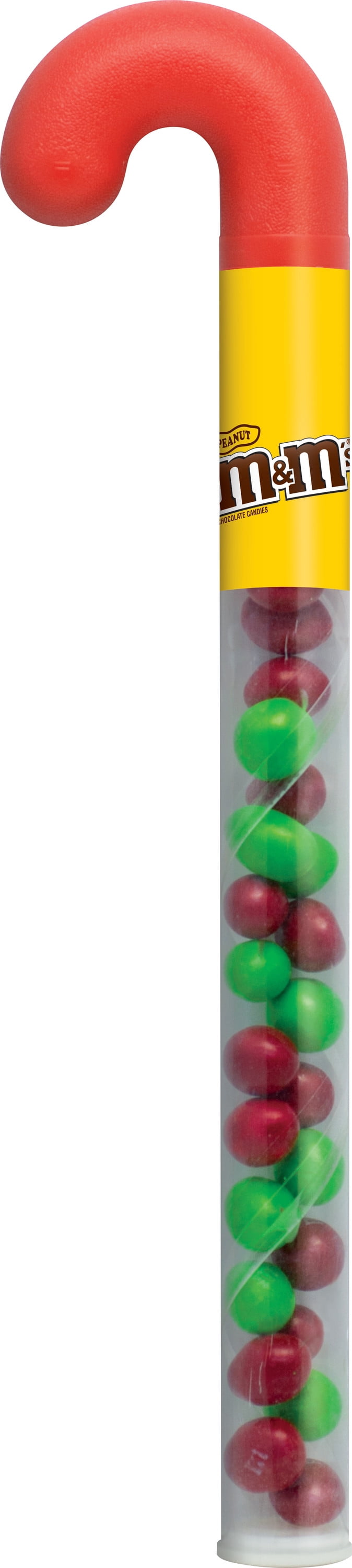 M&M'S Peanut Chocolate, Christmas Candy Canes Tube, 2.12-Ounce Cane