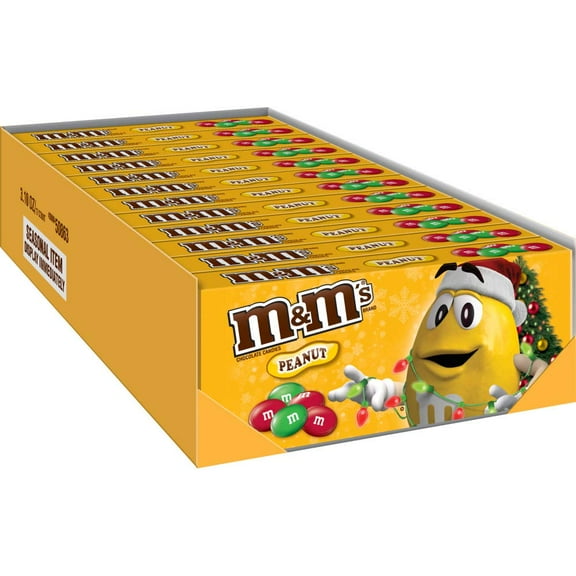 M&M'S Peanut Chocolate Christmas Candy Gift 3.1-Ounce Boxes (Pack of 12)