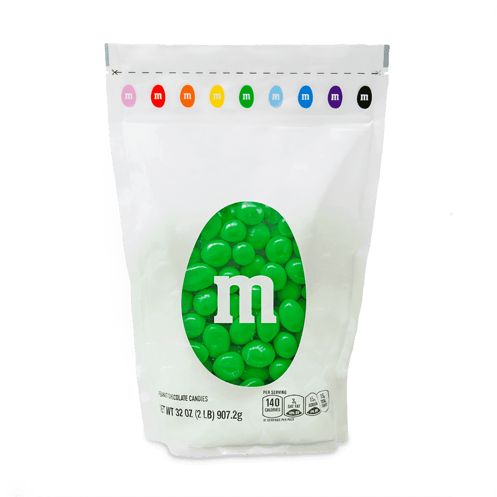 M&M'S Peanut Green Candy, 2lb Resealable Bulk Bag