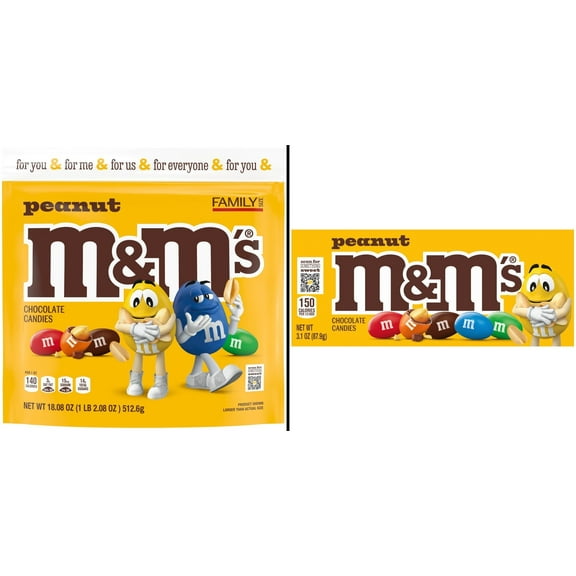 M&M'S Peanut Milk Chocolate Candy 18.08 oz & M&M'S Peanut Milk Chocolate Candy Theater Box 3.1 oz