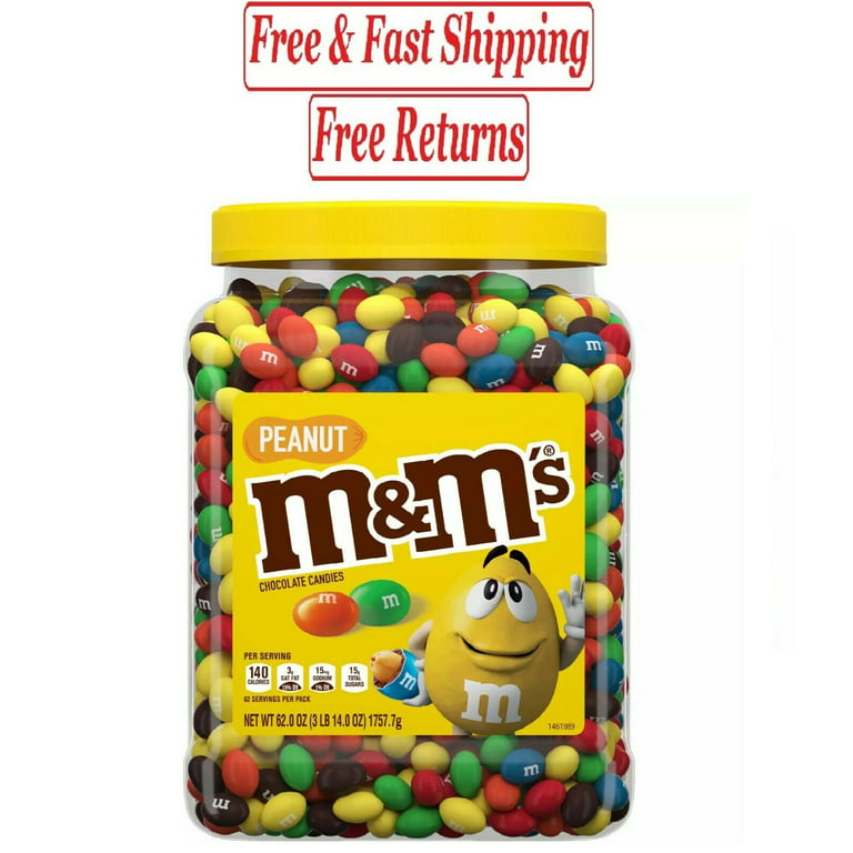 M&M'S Peanut Milk Chocolate Candy Bulk Jar (62 oz.) EXP