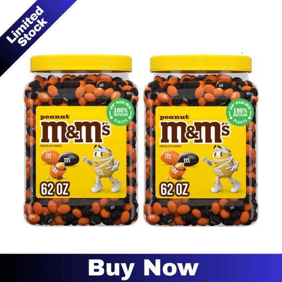 M&M'S Peanut Milk Chocolate Halloween Candy, 62 oz, 2 Pack – Party Size Bulk Bags