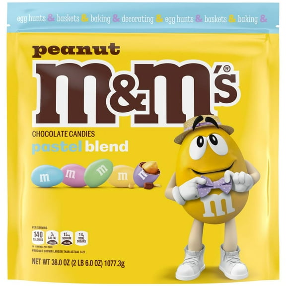 M&M'S Peanut Milk Chocolate Pastel Blend Easter Candy - Party Size - 38 oz