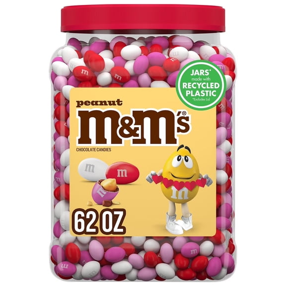 M&M'S Peanut Milk Chocolate Valentine's Day Candy, 62 oz.