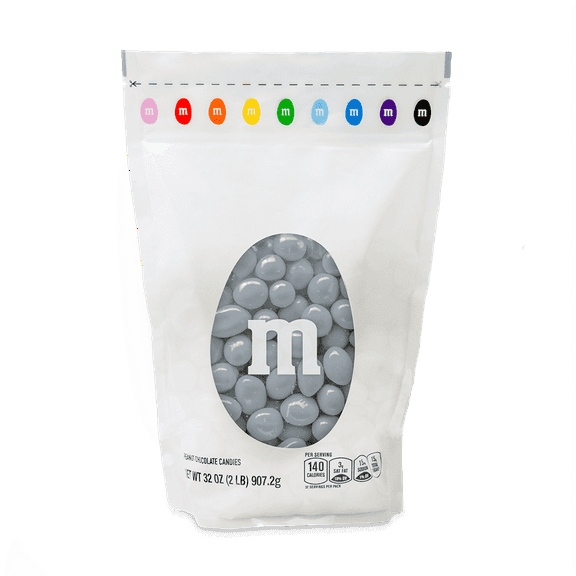 M&M'S Peanut Silver Candy, 2lb Resealable Bulk Bag