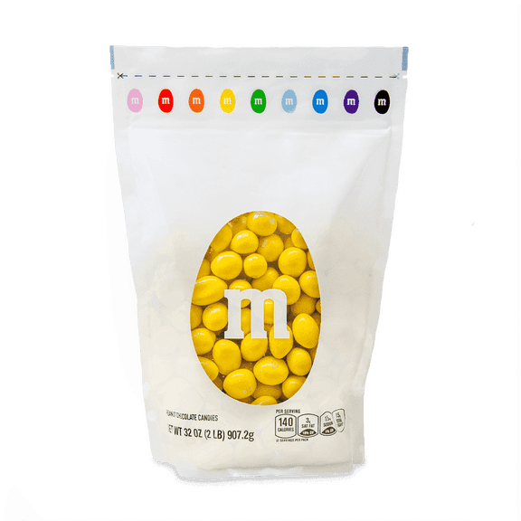 M&M'S Peanut Yellow Candy, 2lb Resealable Bulk Bag