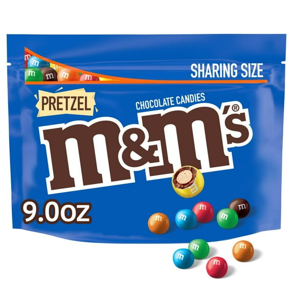M&M'S Pretzel Milk Chocolate Candy, Sharing Size, 7.4 oz Resealable Bag (Pack of 3)
